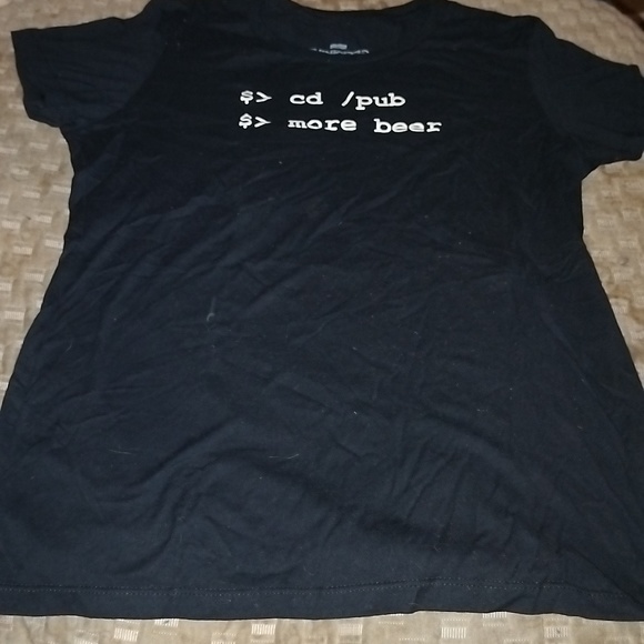 NWOT LG Thinkgeek Linux 'more beer' Tee - Picture 4 of 4